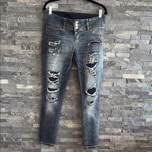 Distressed Blue Jeans